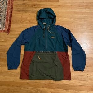 ll bean women's mountain classic anorak sz petite medium in spruce/tuscan olive